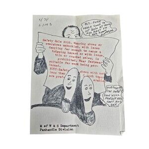 Vintage Railroad Safety Poster W & S Dept Panhandle Division Humor Art  8"x10"